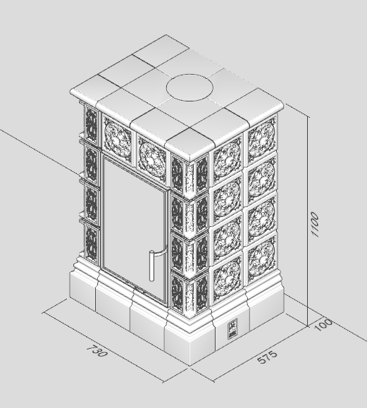 Kaminofen CeramicaDecor Dorf - Antikweiß, Zeichnung